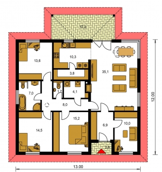 Plan de sol du rez-de-chaussée - BUNGALOW 179